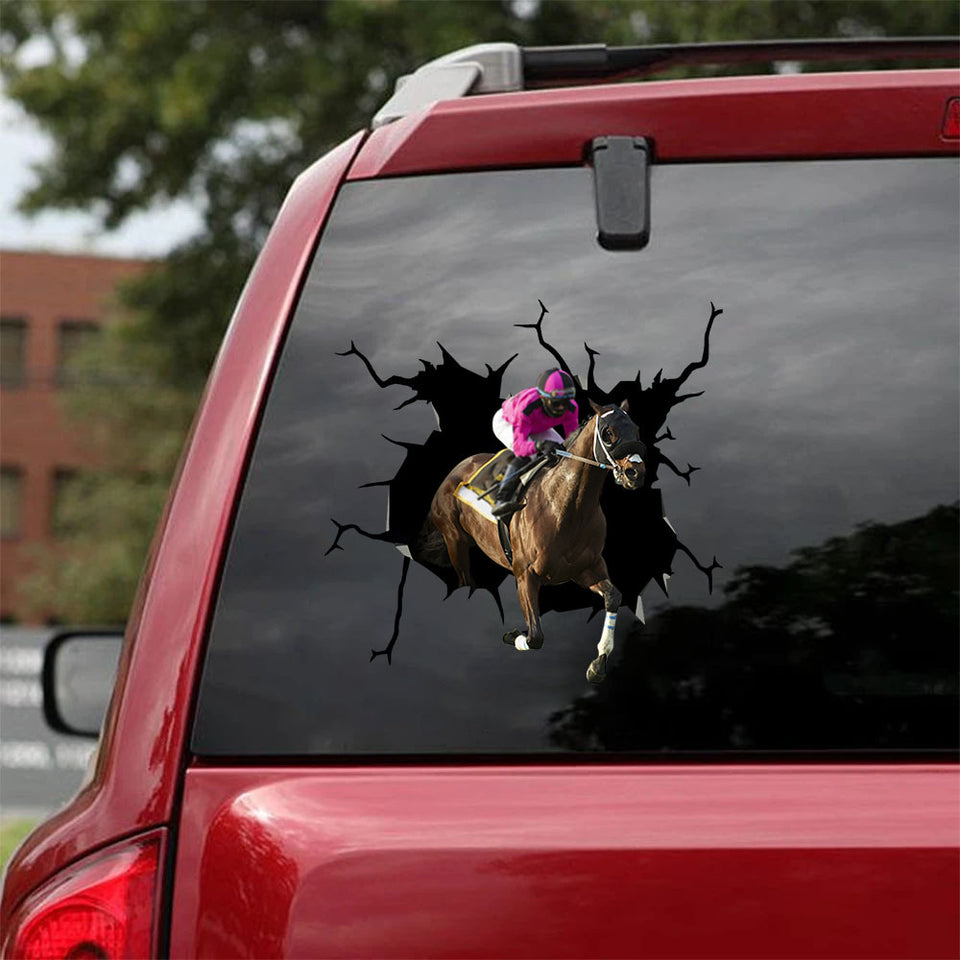 [ha0131-snf-ptd]-racing-horse-crack-car-sticker-