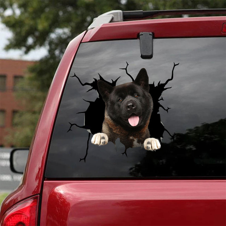 Akita Crack Decal For Wall Funny Wall Decor Custom Car Window Decals Birthday Gift Ideas For Mom - Dog Lovers die-cut waterproof vinyl sticker decal