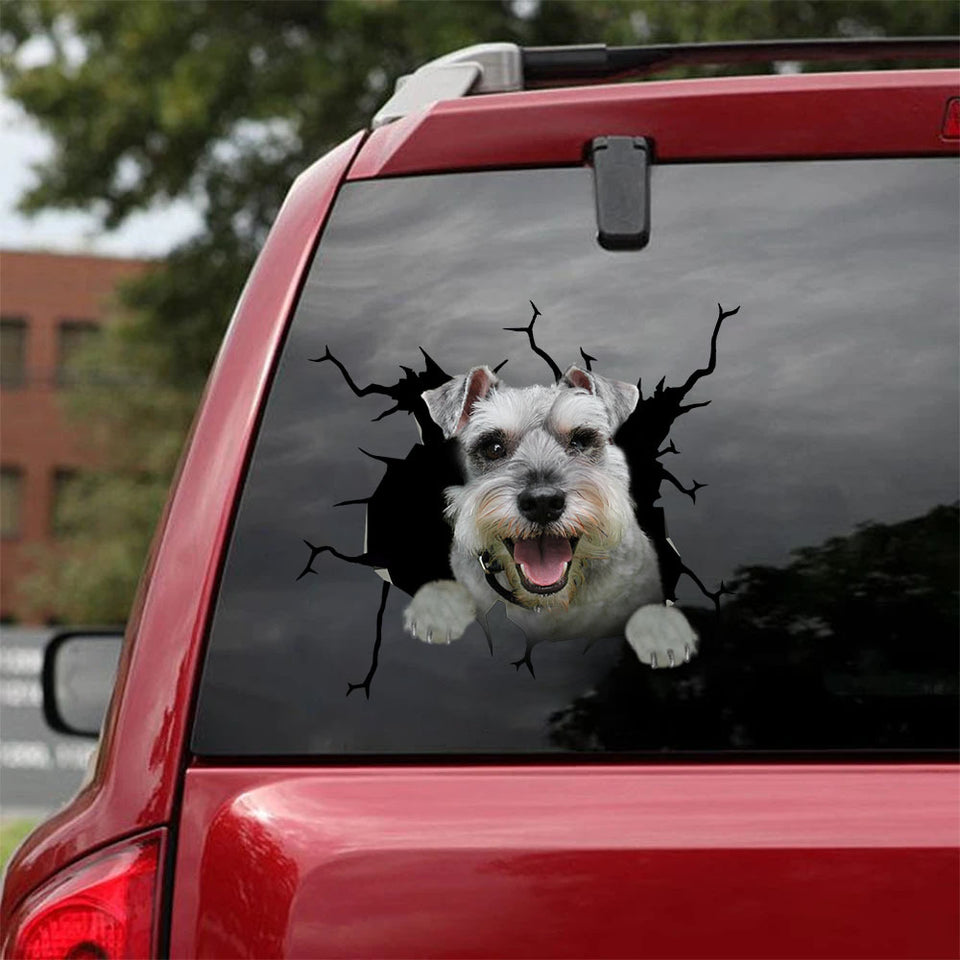 Schnauzer Crack Dad Decal Funny Pictures Sticker Label Maker Gifts For Friends Birthday - Dog Lovers die-cut waterproof vinyl sticker decal
