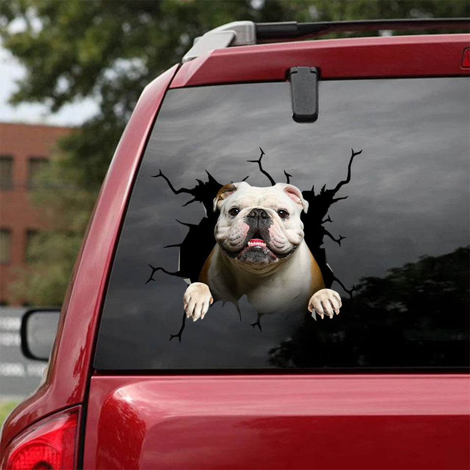 English Bulldog Crack Door Decal Your Cute Label Paper Edible Arrangements Delivery - Dog Lovers die-cut waterproof vinyl sticker decal