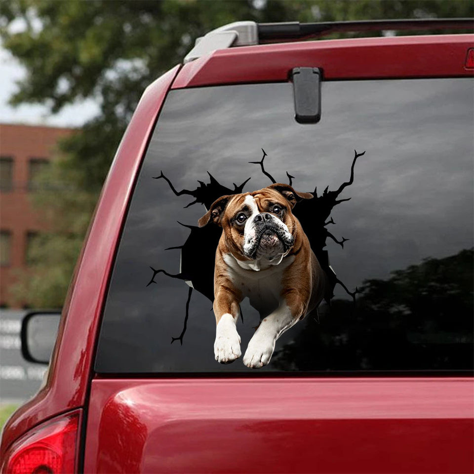 English Bulldog Crack Decal Ideas Funny Jokes Vinyl Decals For Cars Gifts For Men - Dog Lovers die-cut waterproof vinyl sticker decal