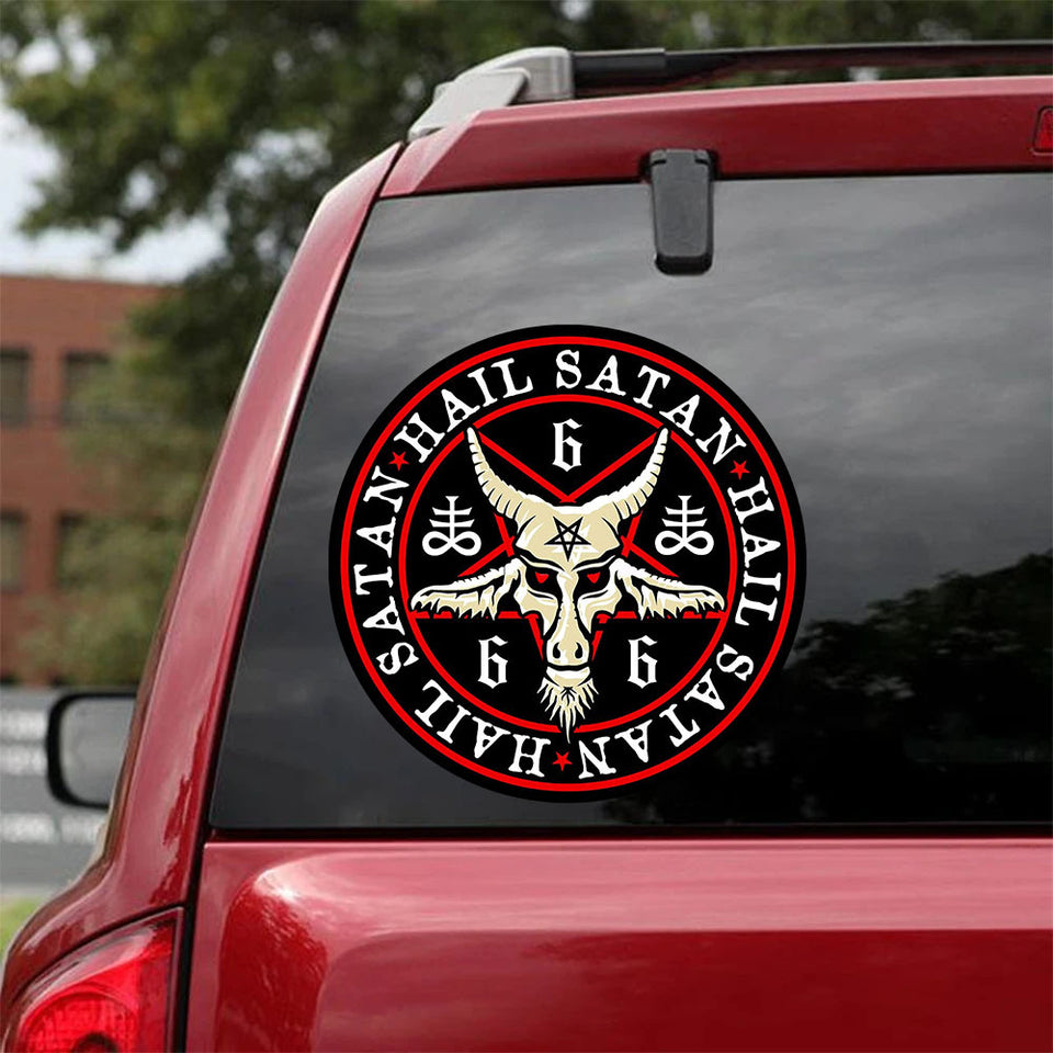 Hail Satan Crack Decal For Wall Funny Memes Stickers Gifts For Dogs - General die-cut waterproof vinyl sticker decal