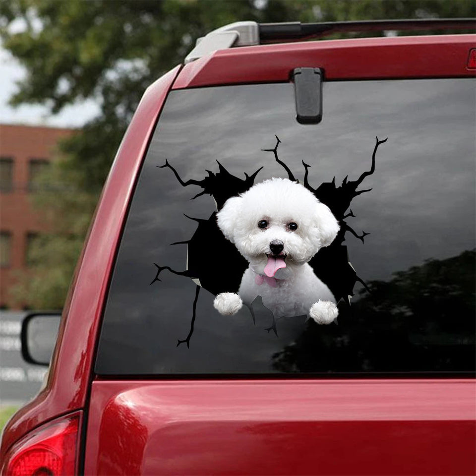 Bichon Frise Crack Decal Window Wiper Funny Art Stickers Gift Ideas For Friends - General die-cut waterproof vinyl sticker decal