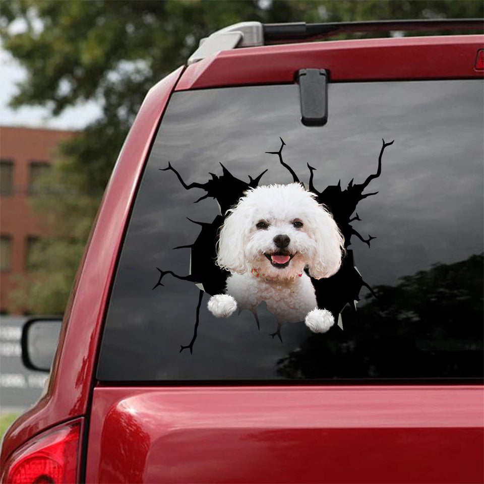 Bichon Frise Crack Stickers Custom The Cutest Laptop Decals Birthday Gifts For Women - General die-cut waterproof vinyl sticker decal