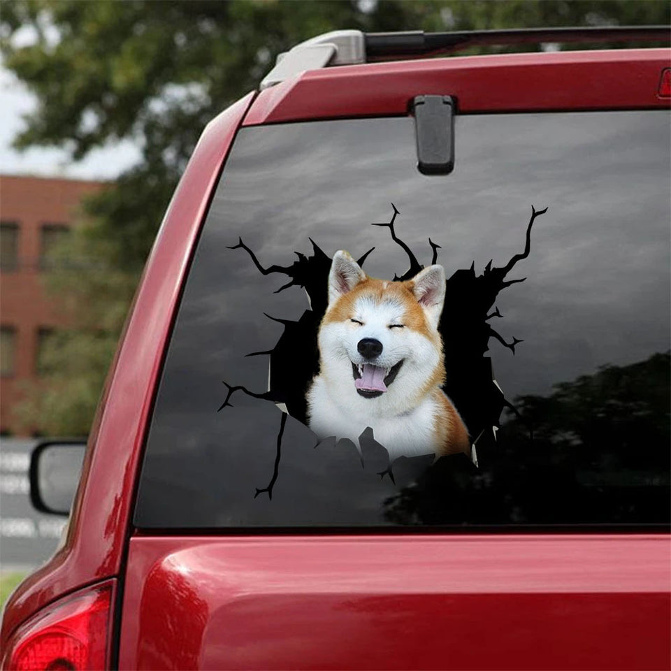 [ha0313-snf-lad]-akita-crack-car-sticker-dogs-lover