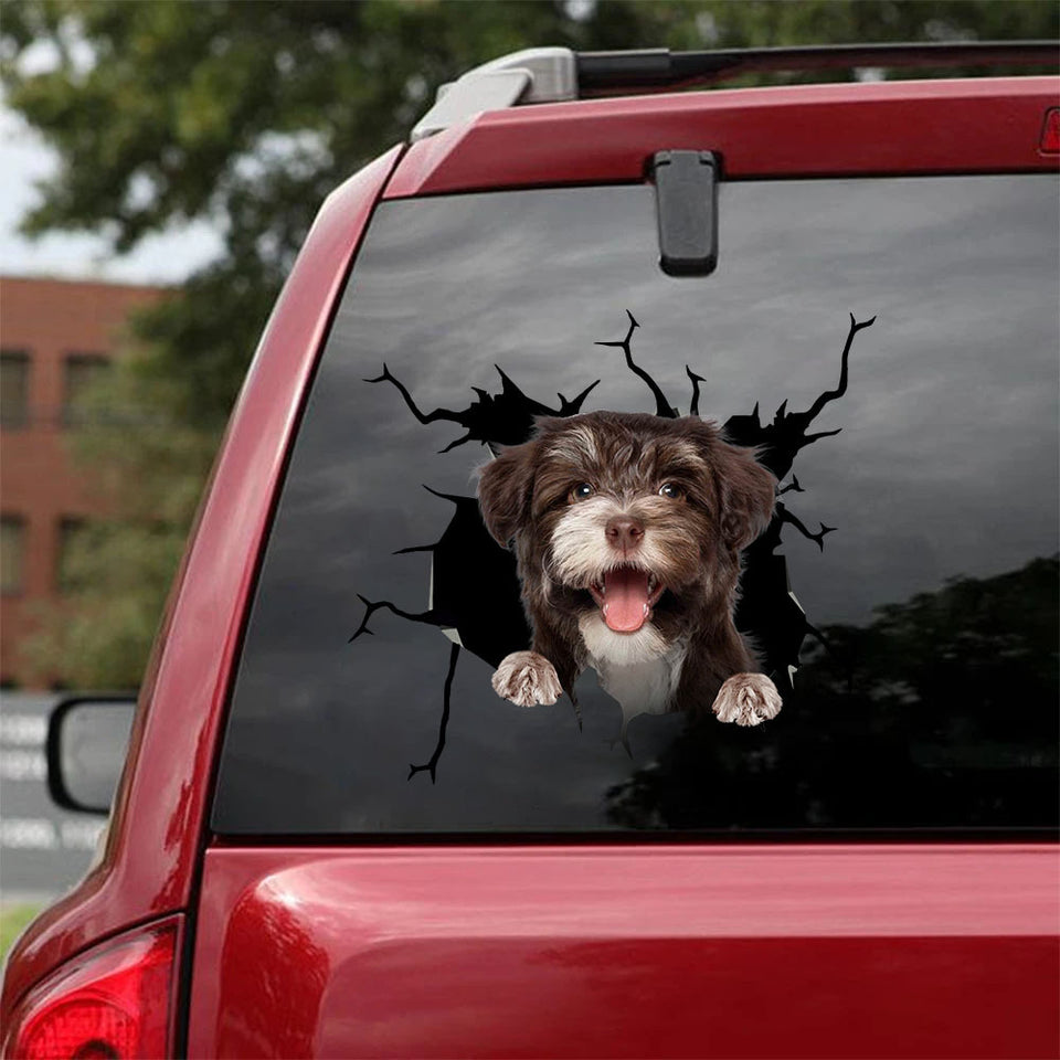 [ha0325-snf-lad]-havanese-crack-car-sticker-dogs-lover