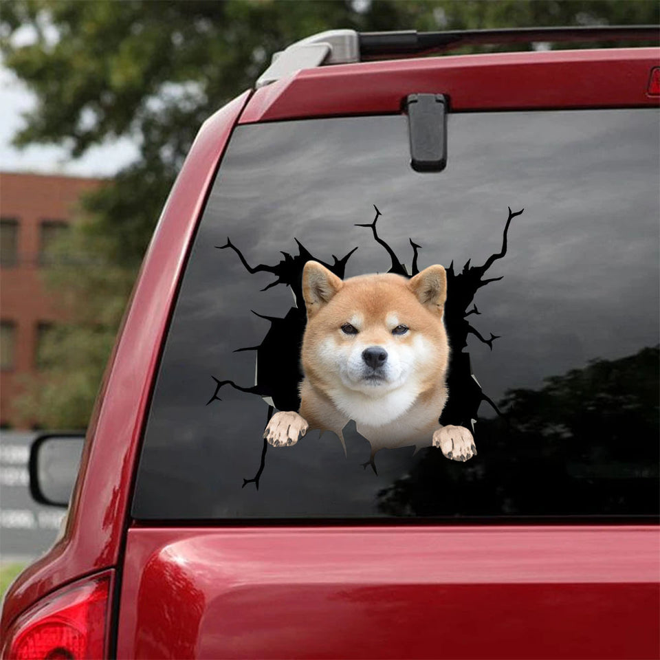 Shiba Inu Crack Decal For Wall Funny Jokes Custom Made Stickers Birthday Ideas For Husband - Dog Lovers die-cut waterproof vinyl sticker decal