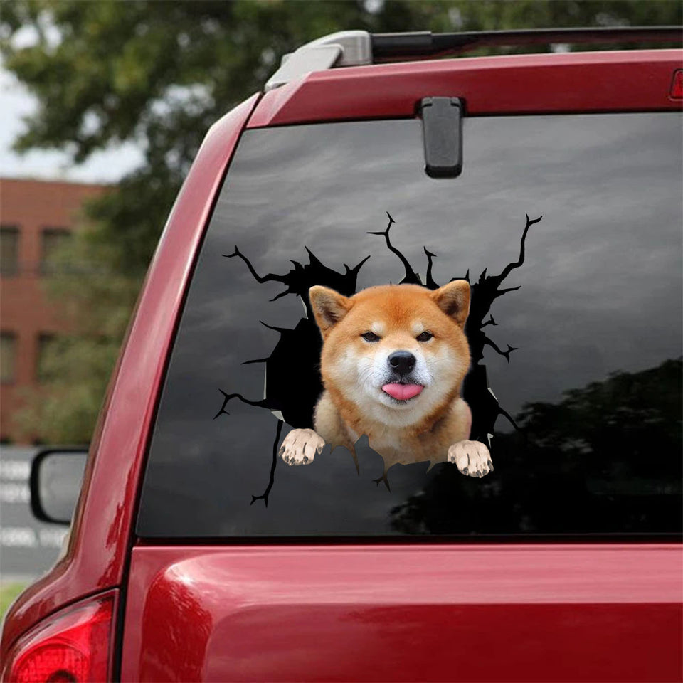 Shiba Inu Crack Stickers For Cars Funny Pictures Custom Decal Stickers Valentines Gifts For Her - Dog Lovers die-cut waterproof vinyl sticker decal