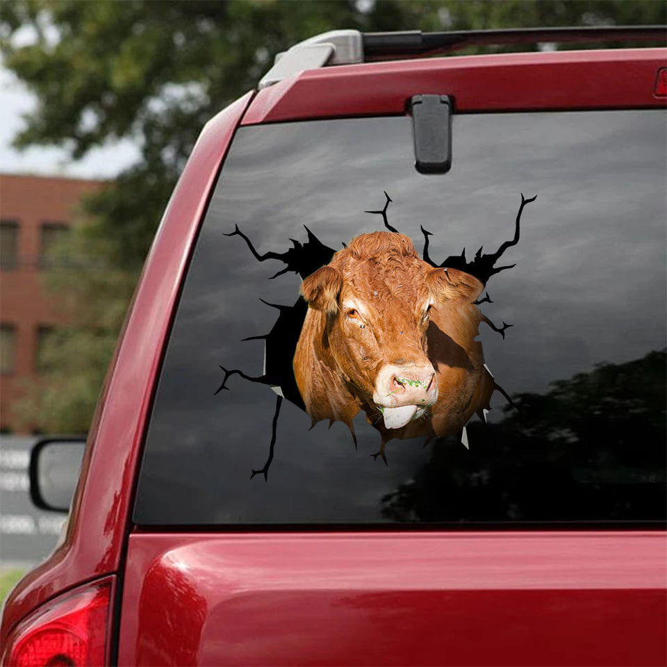 Cow Crack Decal For Back Car Window Funny Wall Decor Custom Car Window Decals Fathers Day Gifts 2021 - Cattle / Farm die-cut waterproof vinyl sticker decal