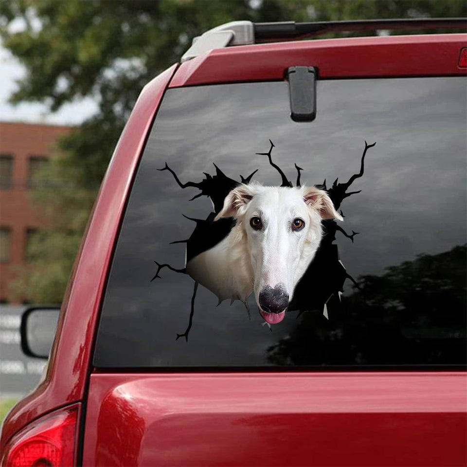 Borzoi Crack Decal Items You Cute Computer Stickers Christmas Gifts For Girlfriend - Dog Lovers die-cut waterproof vinyl sticker decal