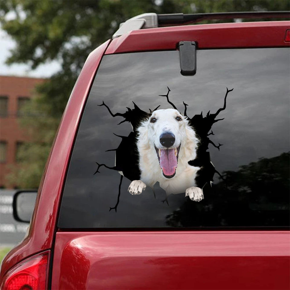 Borzoi Crack Decal For Back Car Window Humor Sticker Maker Christmas Ideas - Dog Lovers die-cut waterproof vinyl sticker decal