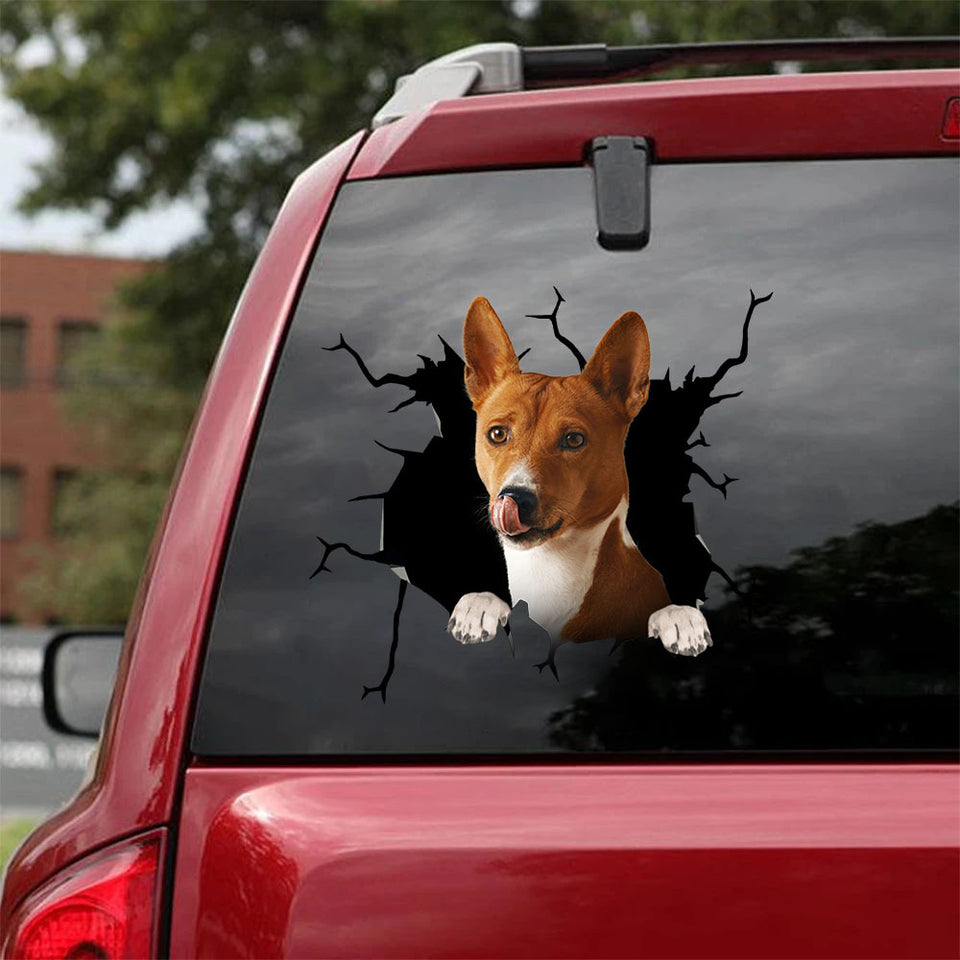 Basenji Crack Decal Sticker Car Your Cute Magnetic Stickers 40th Anniversary Gift - General die-cut waterproof vinyl sticker decal
