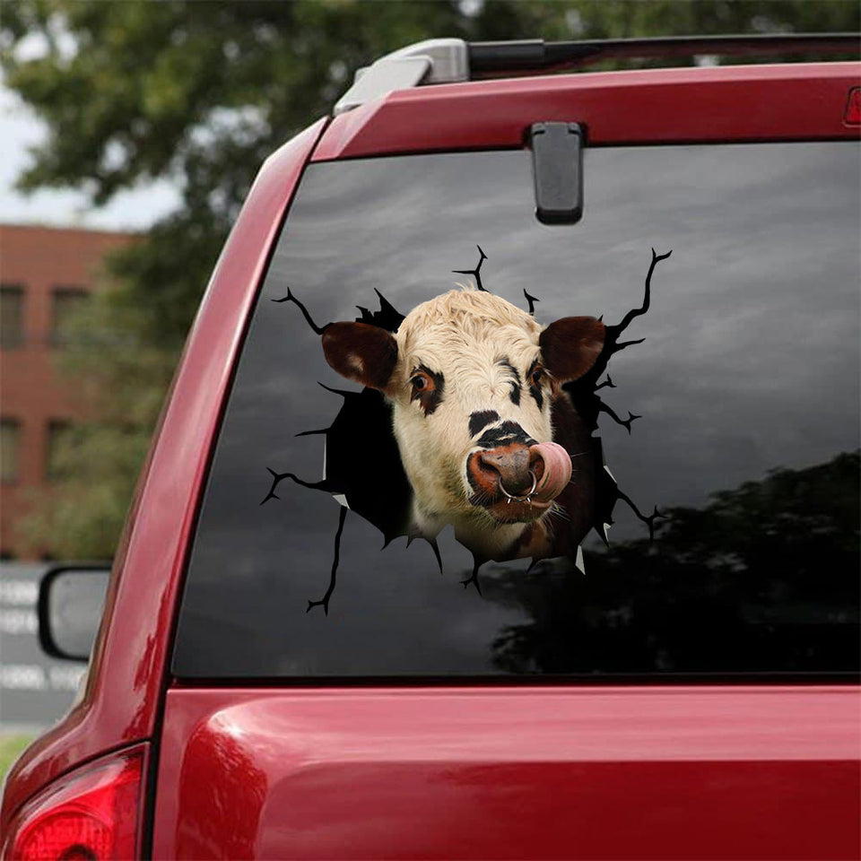 [sk1306-snf-ptd]-hereford-cattle-cow-crack-sticker-cattle-lover