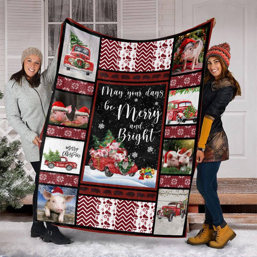 Pig Merry Christmas Blanket