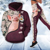 Flower Leather Pig Combo Hoodie & Legging