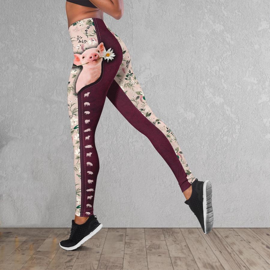 Flower Leather Pig Combo Hoodie & Legging