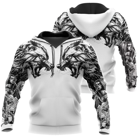 Tattoo Wolf Hoodie T Shirt For Men and Women HAC300502-NM