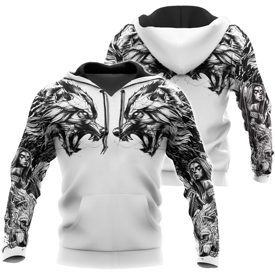 Tattoo Wolf Hoodie T Shirt For Men and Women HAC300502-NM