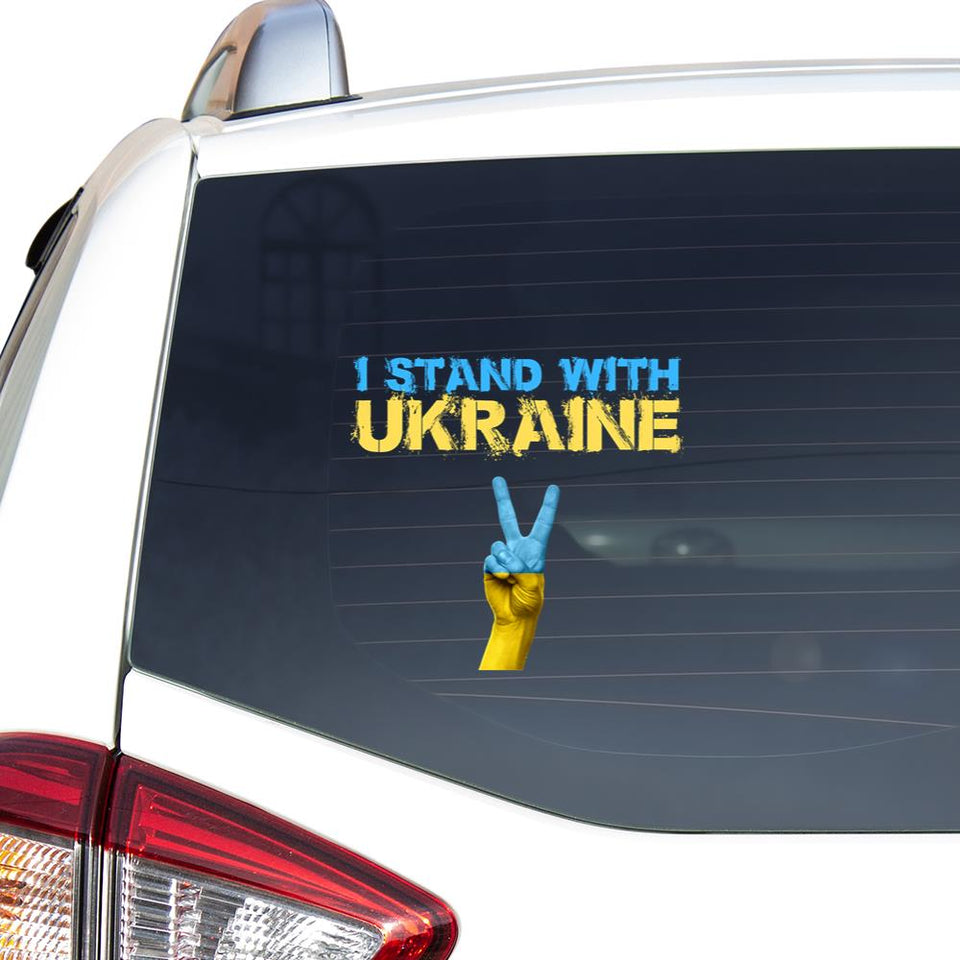 I Stand With Ukraine Blue And Yellow Peace Love Ukraine Car Vinyl Decal Sticker
