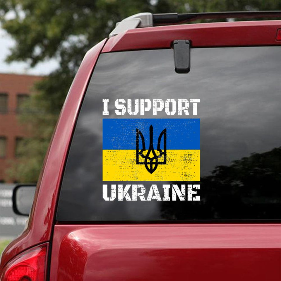 I Support Ukraine - Ukraine Free Peace Love Ukraine Car Vinyl Decal Sticker