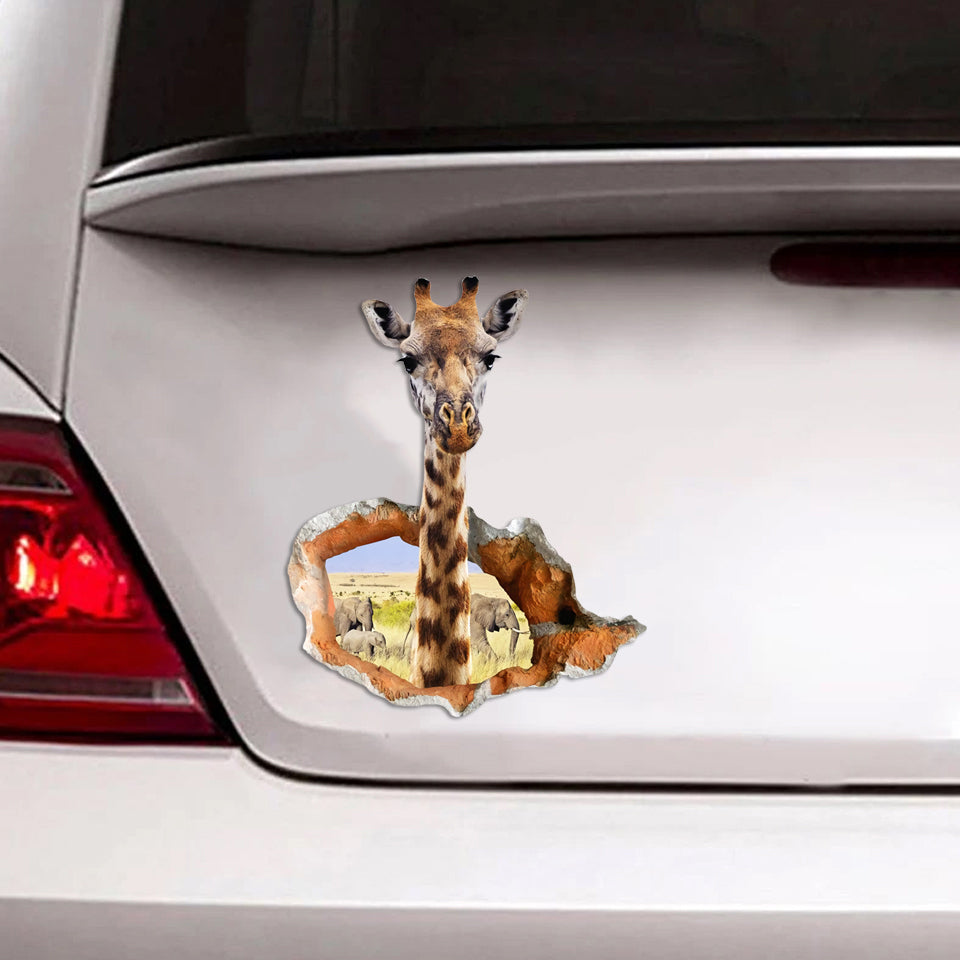 [sk0596-snf-tpa]-giraffe-crack-car-sticker-animals-lover
