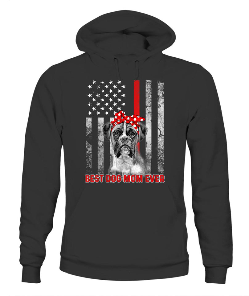 Best Dog MOM Ever Boxer Dog MOM USA Flag Patriotic Tshirt