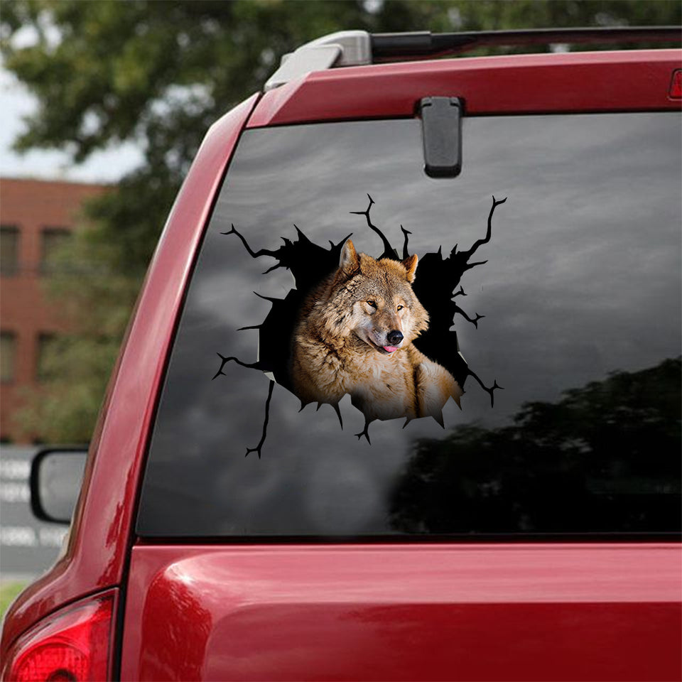 [ld1274-snf-lad]-wolf-crack-car-sticker-animals-lover