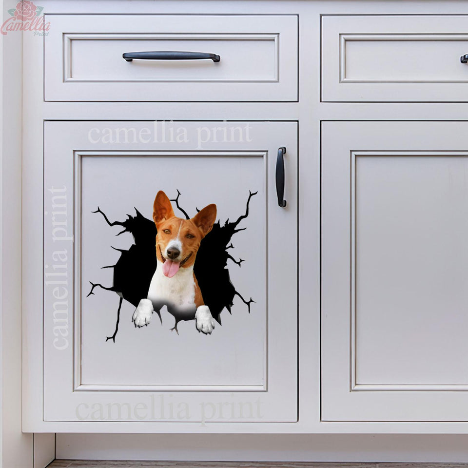 Basenji Dog Crack Decals For Walls Humor Thank You Stickers First Communion Gifts - premium outdoor waterproof vinyl decal close-up