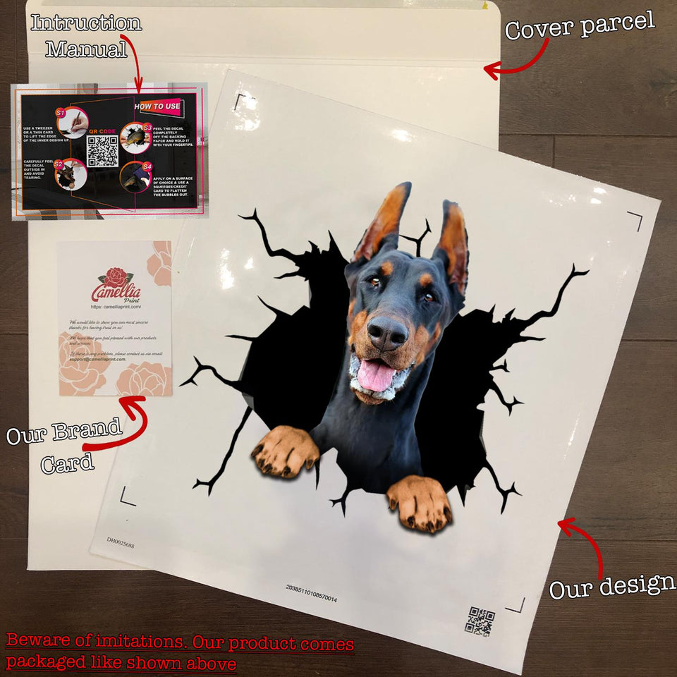 Doberman Crack Decal For Back Car Window Cuteness Overloaded Anime Car Decals Mother Of The Bride Gifts - durable UV resistant bumper and tumbler decal detail