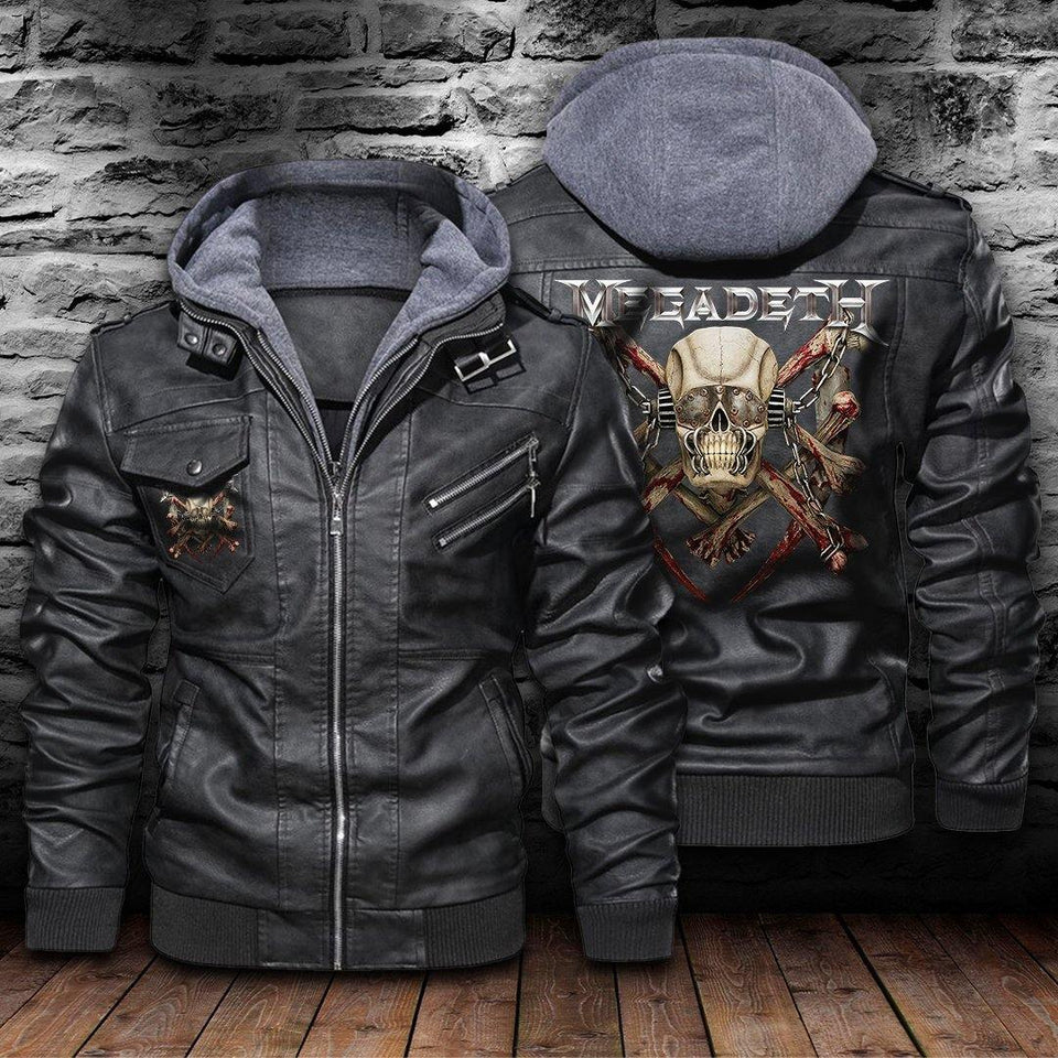 Skull Leather Jacket LJ1049 - Camellia Print