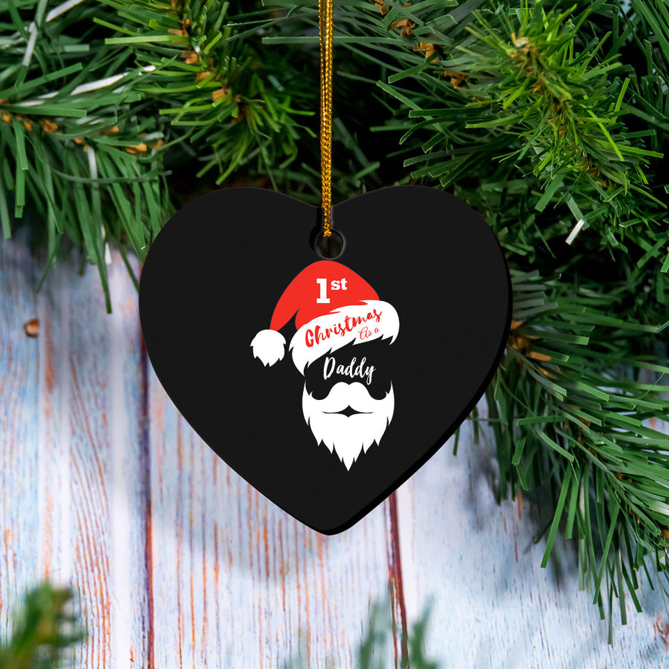 First Christmas Ornament As A Daddy Funny Santa Face Gift For Family 