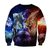 [sk0439-auh-ptd] lion Wolf 3D Unisex Hoodies - Camellia Print