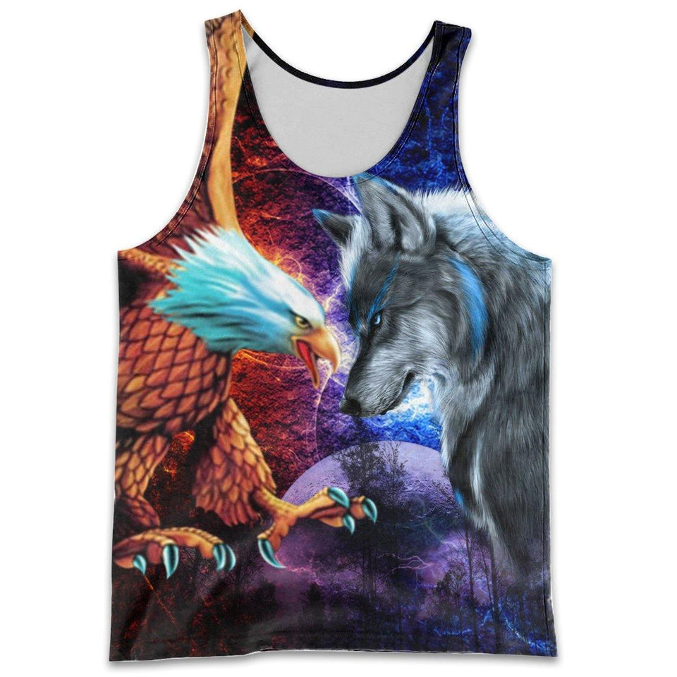 [sk0443-auh-ptd] EAGLE Wolf 3D Unisex Hoodies - Camellia Print