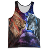 [sk0439-auh-ptd] lion Wolf 3D Unisex Hoodies - Camellia Print