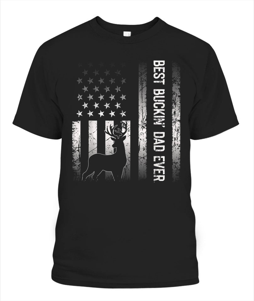 Best Buckin Dad Ever American Flag Gift for Fathers Day Tee Shirt