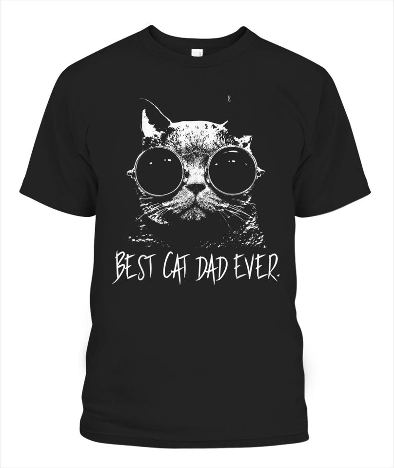 Best Cat Dad Ever Vintage Retro Cat Father Gift Men Tshirt