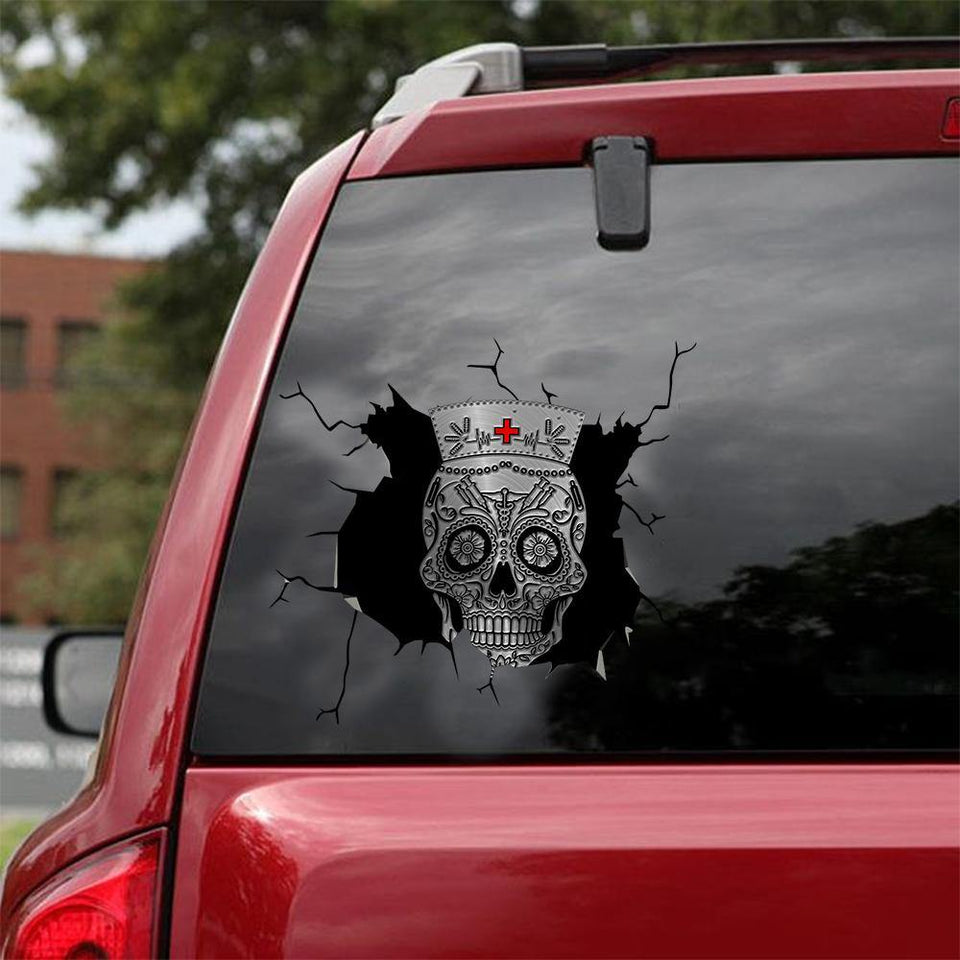 [sk0219-snf-tnt] Funny Nurses skulls Sticker Lover - Camellia Print