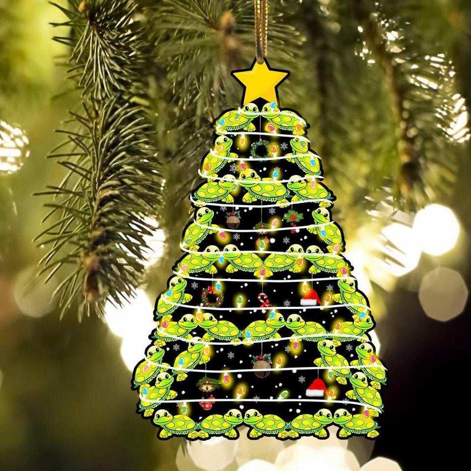 [sk0396-pw-ornm-ptd] Ornament Turtle Gift For Christmas Decorate The Pine Tree - Camellia Print