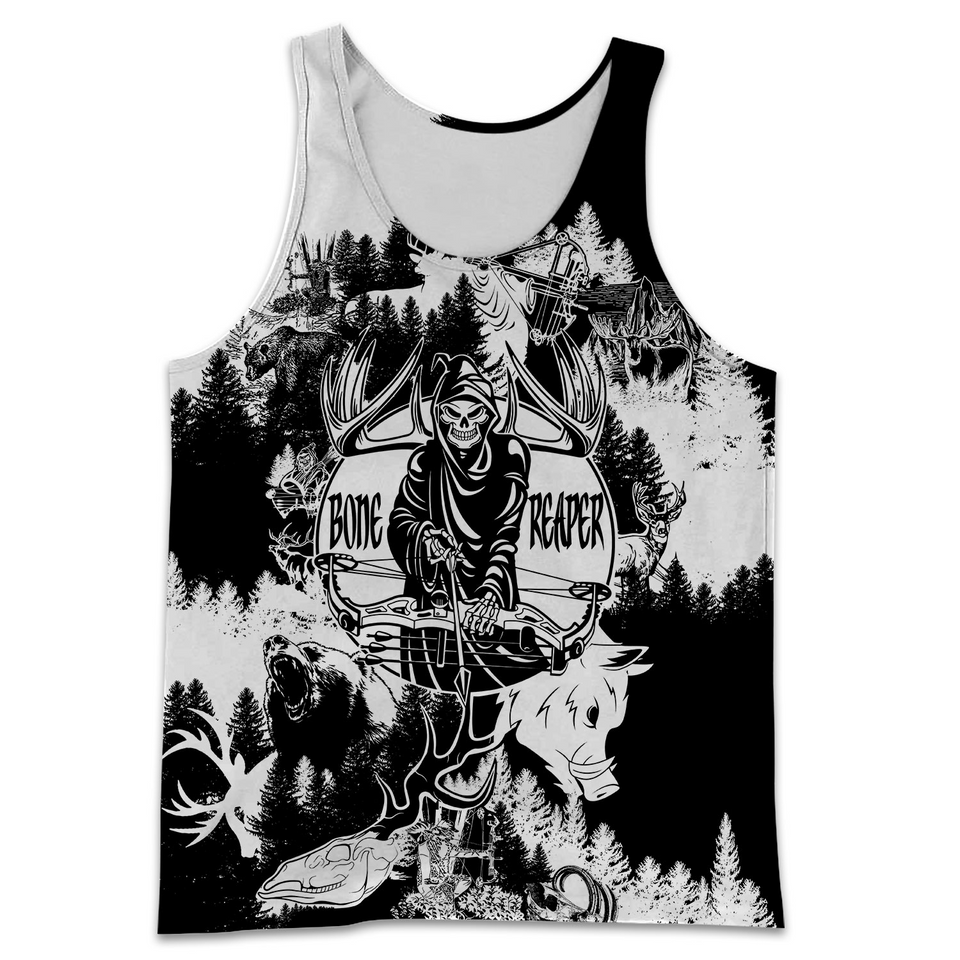 PL444 BONE REAPER BLACK AND WHITE 3D ALL OVER PRINTED SHIRTS