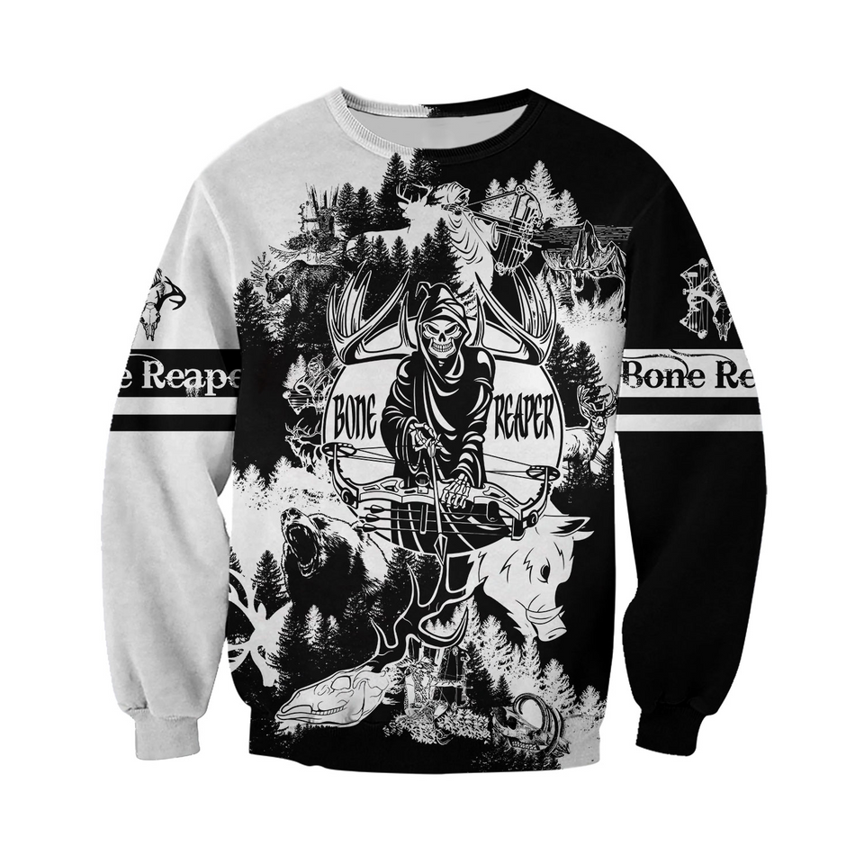 PL444 BONE REAPER BLACK AND WHITE 3D ALL OVER PRINTED SHIRTS