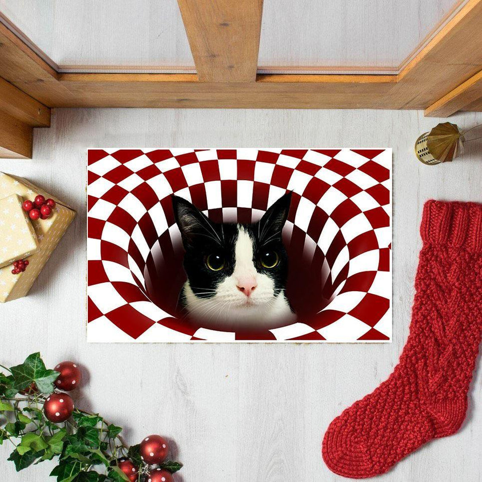 [sk0150-dom-lad] Doormat tuxedo CATS CUTE Decorate The HOUSE - Camellia Print