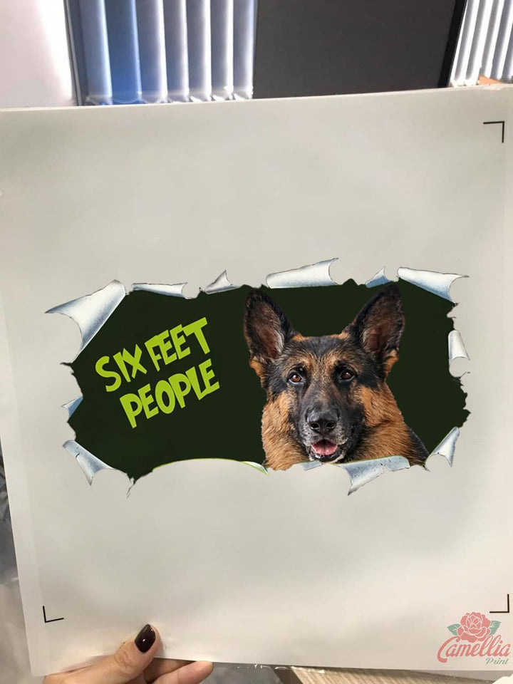 Funny German Shepherd Six Feet People Stickers Custom Funny