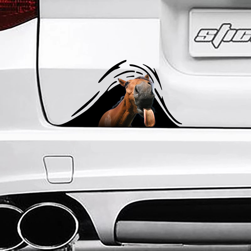 [sk0351-snf-ptd] Horse Crack Car Sticker animals lover - Camellia Print