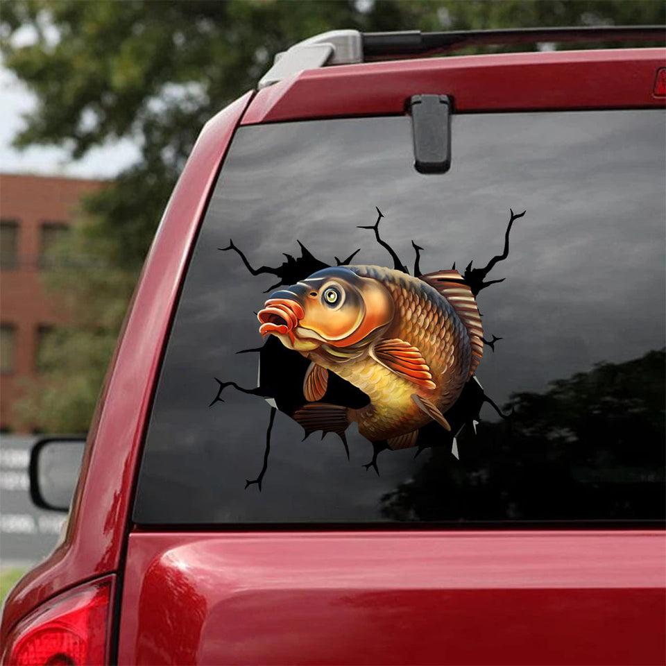 P Fishing Crack Sticker Car Window Happy Car Decals Presents