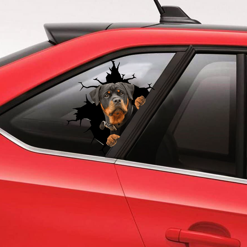 Funny Rottweilers Crack Sticker Car You Cute Circle Stickers