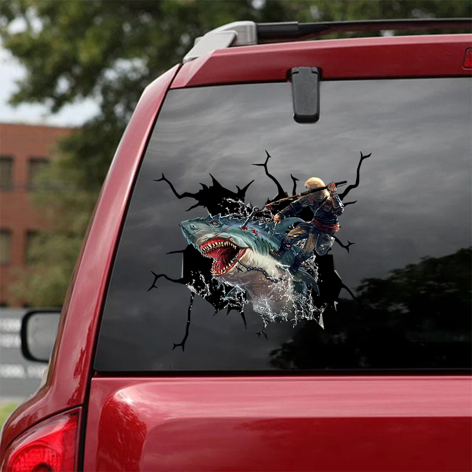 [sk0547-snf-hnd]-shark-men-crack-car-sticker-animals-lover
