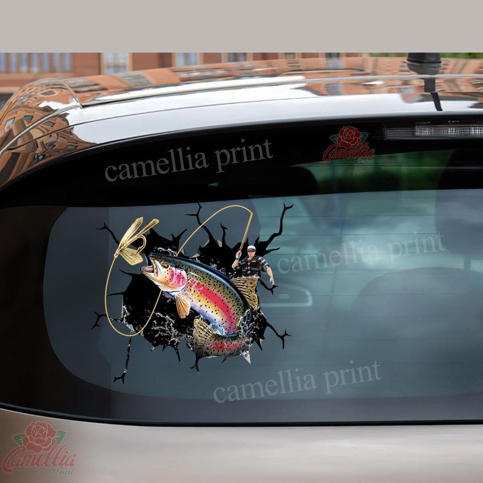 Rainbow Trout Men Crack Sticker Design Funny Vinyl Car Decals