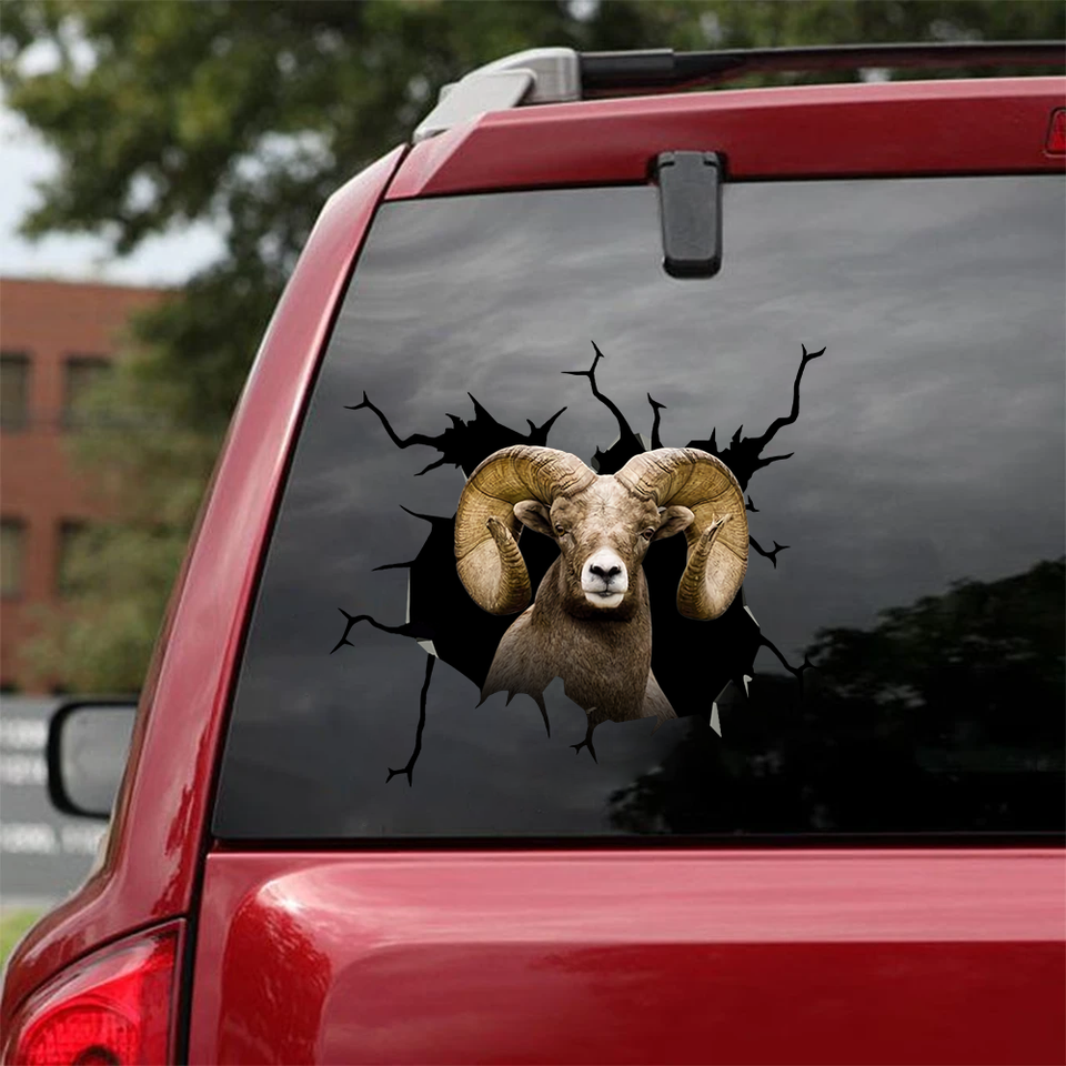 [sk0683-snf-ptd]-rocky-mountain-bighorn-sheep-crack-sticker-animals-lover
