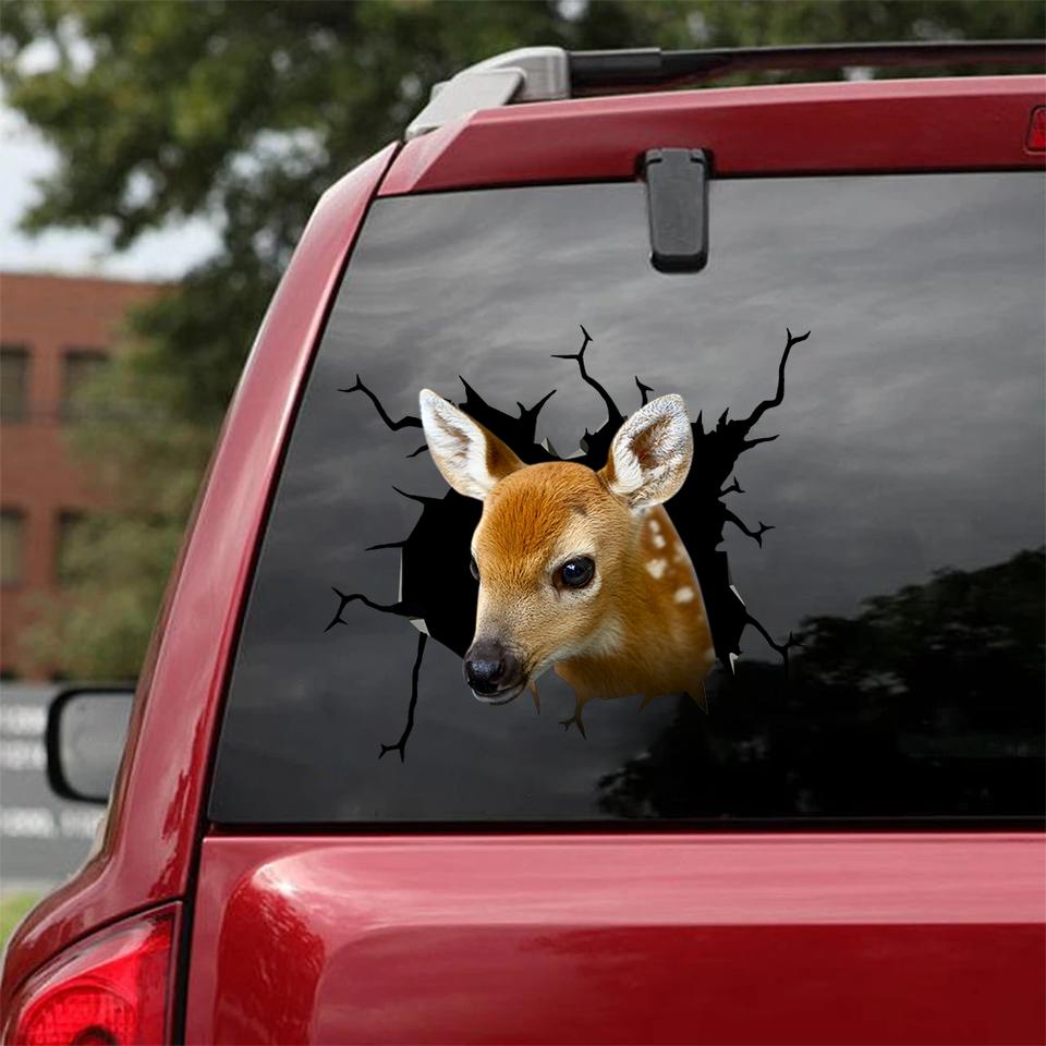 [sk0697-snf-ptd]-deer-baby-crack-sticker-animals-lover