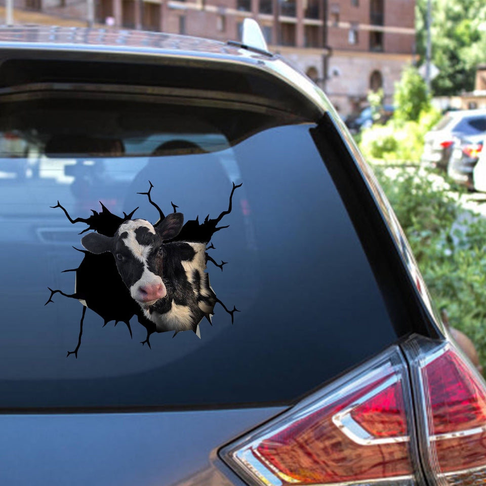 Dairy Cow Crack Stickers Custom Humor Magnetic Stickers Travel
